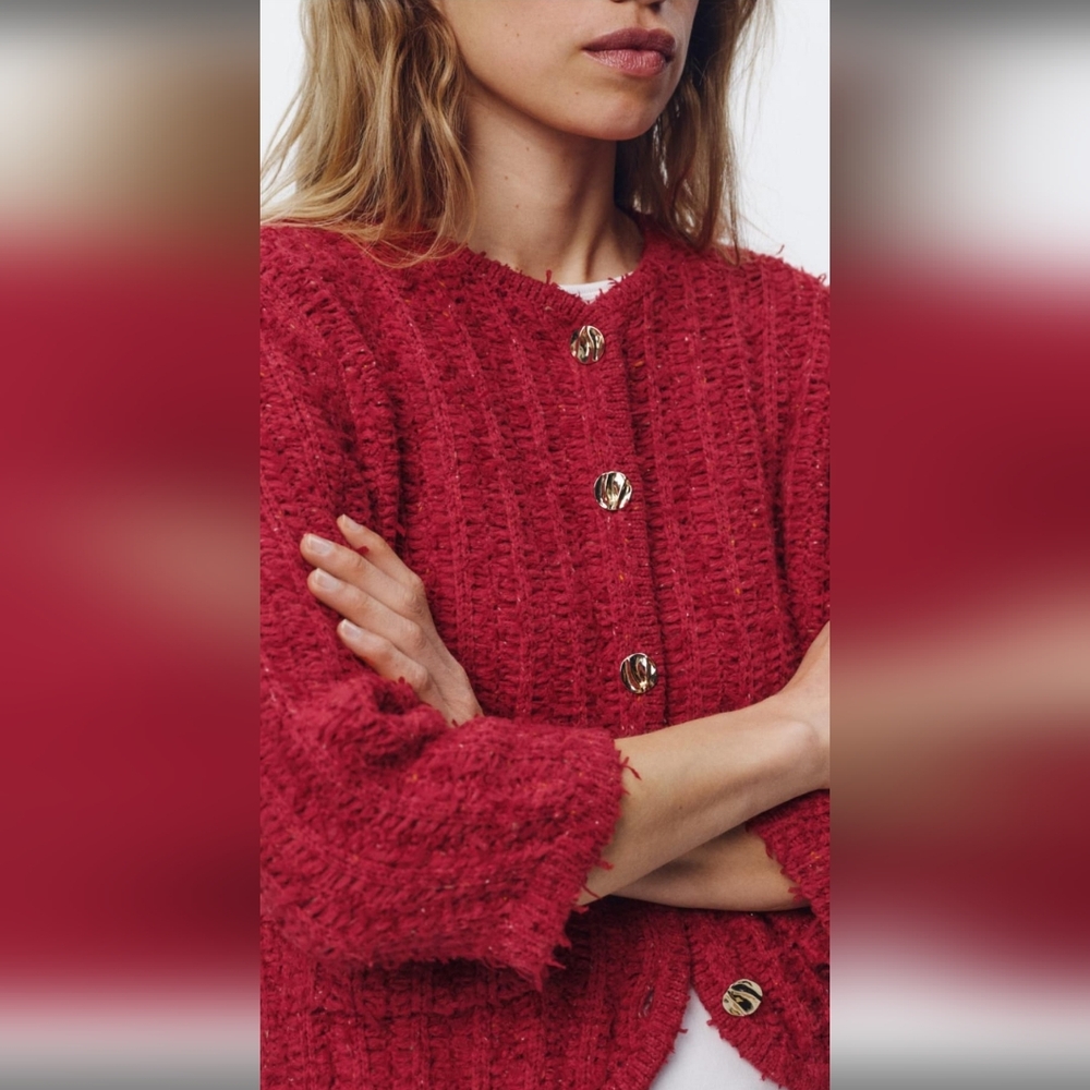Zara's Knit Cardigan With Elbow-length Sleeves - Picture 4 of 9